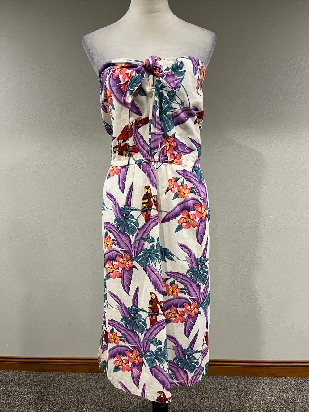 Leah Tropical Strapless Midi Dress size large
